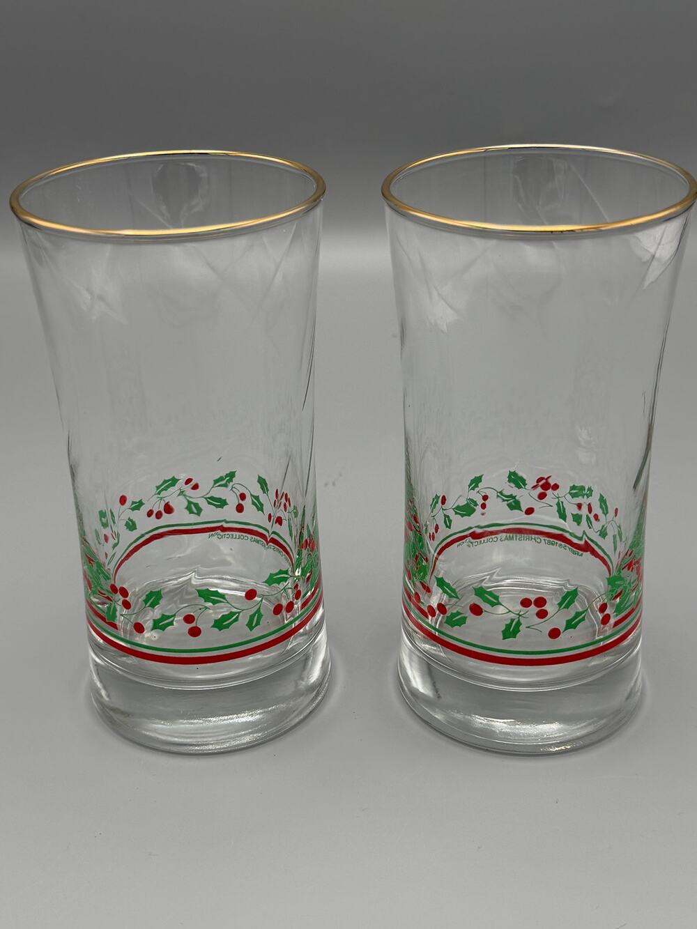 Libbey Arby's 1987 Christmas Collection Holiday Glasses Set 2 Tumblers
